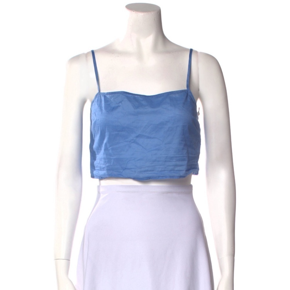 NWT STAUD LIGHT BLUE SQUARE NECK CROP TOP